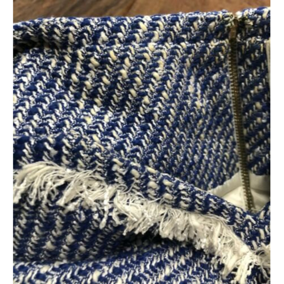 $358 Kate Spade New York Graphic Tweed Tunic Mini Dress Blue White Fringe 4 - Picture 8 of 12